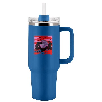 Discover Goats Pet White Moon Red Sky Cryptid Group Goatsman Wendigo Mothman Tumblers 40 oz With Handle