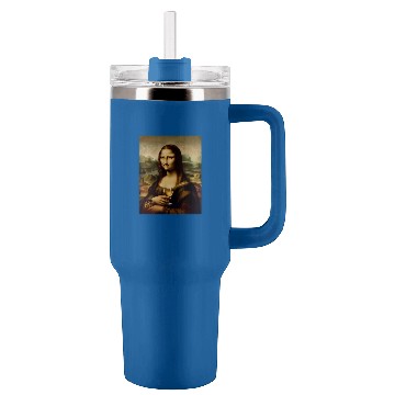 Discover Wines Fun Renaissance Mona Lisa with Wines Glass Leonardo Inspired Art Baseball Tees Tumblers 40 oz With Handle
