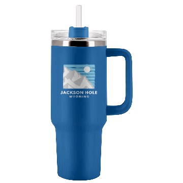 Discover Retro Cool Jackson Hole WY Mountain Blue Sky Moon Novelty Tumblers 40 oz With Handle