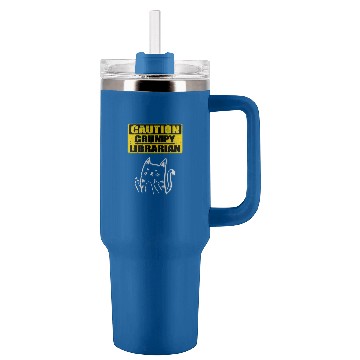 Discover Fun Working Caution Grumpy Librarian Colleague Sarcastic Cat Baseball Tees Tumblers 40 oz With Handle