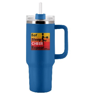 Discover Eat Sleep Cheer Repeat Funny Cheerleading Team Baseball Tees Tumblers 40 oz With Handle