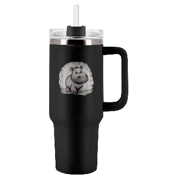 Discover Cute hippo Tumblers 40 Oz With Handle