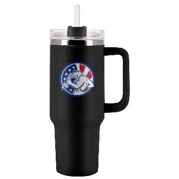 Discover Zeus With Thunderbolt USA Flag Icon Tumblers 40 Oz With Handle