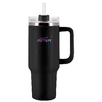 Discover Weaponized Autism product Neon Style Funny 80s Tumblers 40 Oz With Handle