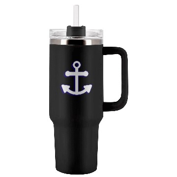 Discover Nautical boat anchor in navy blue and white 3D Tumblers 40 Oz With Handle