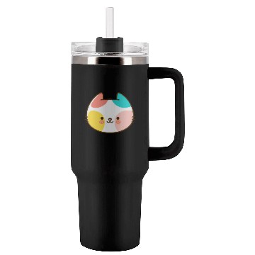Discover Kawaii Cat Head Multicolored Tumblers 40 Oz With Handle