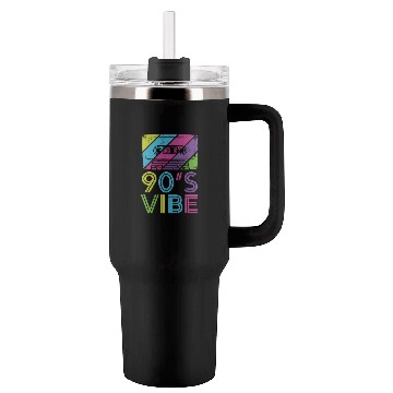Discover 90's Vibe Retro Cassette Tape Music Tumblers 40 Oz With Handle
