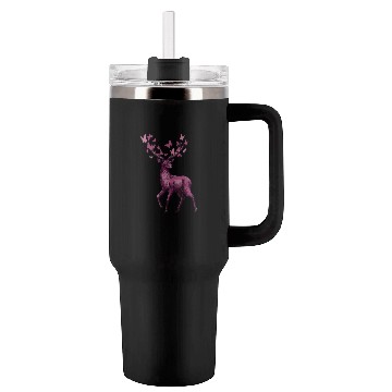 Discover Mule Deer 4 Point Being Followed By Butterflies Tumblers 40 Oz With Handle