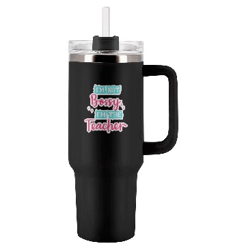 Discover I'm Not Bossy I'm the Teacher teal/pink fun school Tumblers 40 Oz With Handle