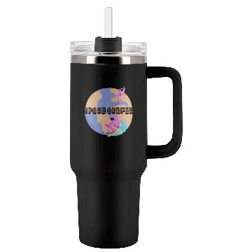 Discover Space Surfer Two Astronauts and Planet Earth Tumblers 40 Oz With Handle