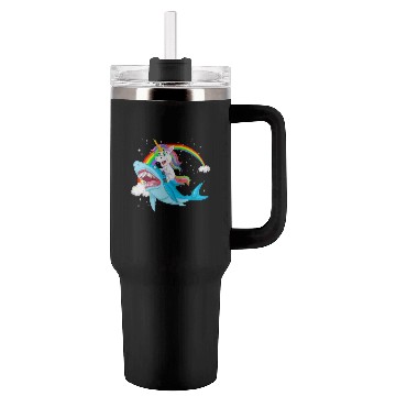 Discover Unicorn riding shark Design Tumblers 40 Oz With Handle