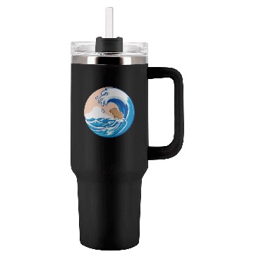 Discover Wave Capybara Surfing Rodent Funny Animal Lover Tumblers 40 Oz With Handle