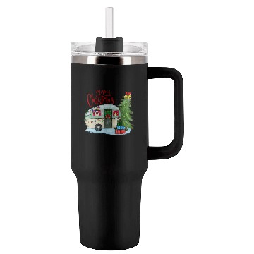 Discover Merry Christmas Happy Camper Funny Camping Life Tumblers 40 Oz With Handle
