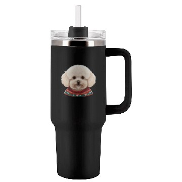 Discover Festive Bichon Frise in a Christmas Sweater Tumblers 40 Oz With Handle