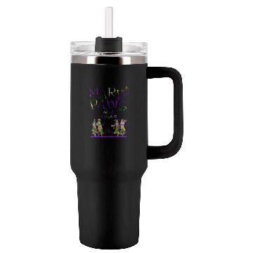 Discover Mardi gras purple and gold cat- teddy bear+sticker Tumblers 40 Oz With Handle