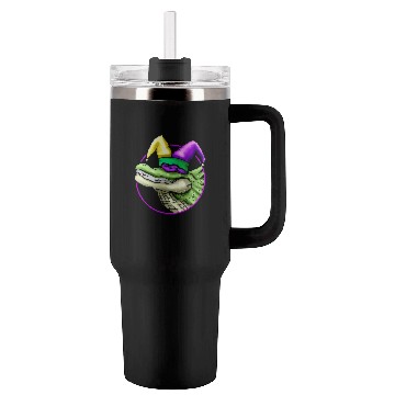 Discover Crocodile with Jester Hat for Mardi Gras Tumblers 40 Oz With Handle