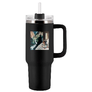 Discover A painting girl sitting a bed looking out a windo Tumblers 40 Oz With Handle