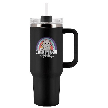 Discover I Hate Everyone Equally Cute Cat People Hater Fur Tumblers 40 Oz With Handle