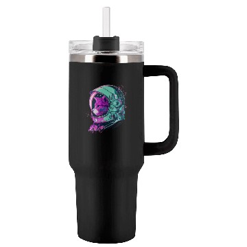 Discover Aesthetic Vaporwave Space Cat 80s 90s Astronaut Tumblers 40 Oz With Handle
