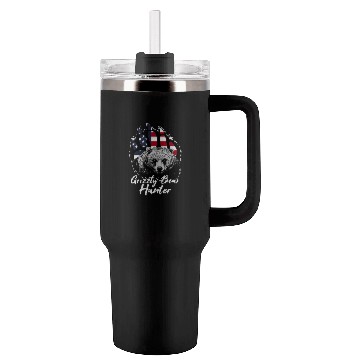 Discover US Flag Grizzly Bear Hunting Patriotic Hunters Tumblers 40 Oz With Handle