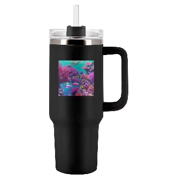 Discover Viral magenta coral reef with tropical fish Tumblers 40 Oz With Handle