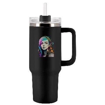Discover A Digital Diva Stunning Cyberpunk Beautiful Girl Tumblers 40 Oz With Handle