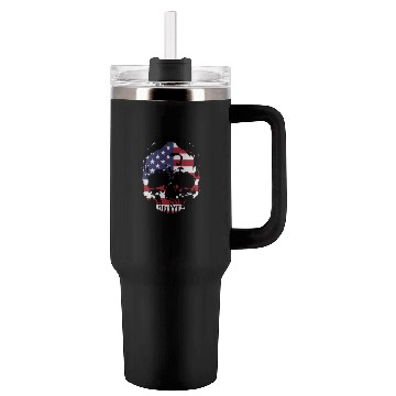 Discover skull head with american flag Tumblers 40 Oz With Handle