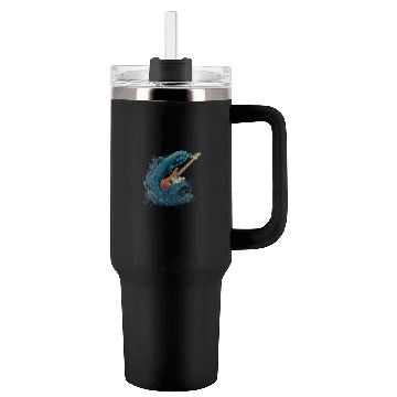 Discover Dolphin Playing Electric Guitar Rock Tumblers 40 Oz With Handle