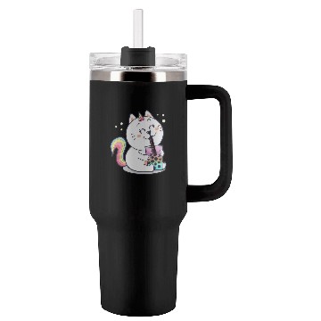 Discover Bubble Tea Cute Kawaii Unicorn Cat Japanese Tumblers 40 Oz With Handle