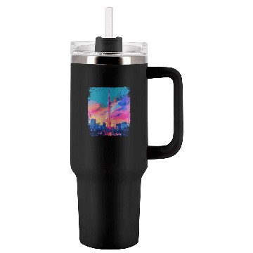 Discover Aesthetic Japanese Skytree Tokyo Vaporwave Sight Tumblers 40 Oz With Handle