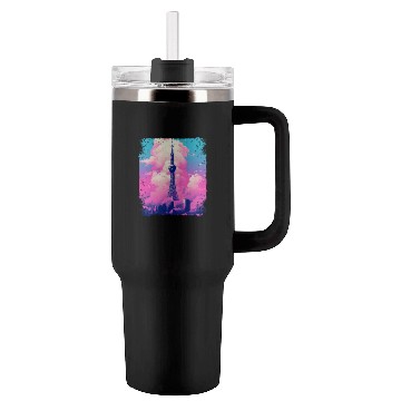 Discover Aesthetic Tokyo Skytree Vaporwave Japanese Sight Tumblers 40 Oz With Handle