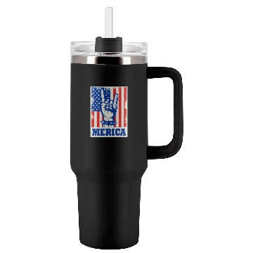 Discover Merica Rock Usa Flag July 4th Tumblers 40 Oz With Handle
