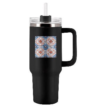 Discover Floral Detailed Summer Tile Collection 01 Tumblers 40 Oz With Handle
