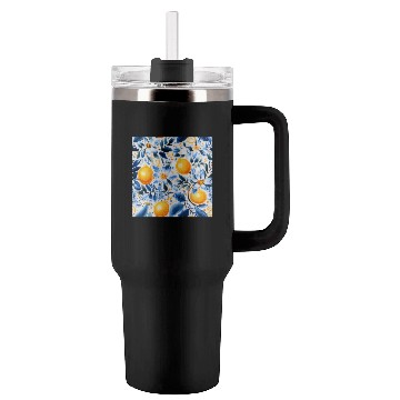 Discover Yellow Lemon Floral Detailed Summer Collection 01 Tumblers 40 Oz With Handle