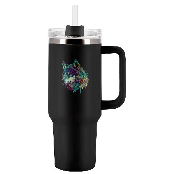 Discover Vibrant Psychedelic Wolf Illustration Tumblers 40 Oz With Handle