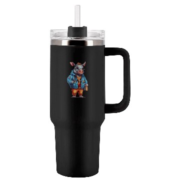 Discover Cute Rhinoceros Cartoon Tumblers 40 Oz With Handle
