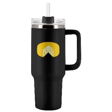 Discover Cheese golden yellow with point cut out front view Tumblers 40 Oz With Handle