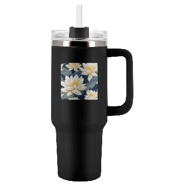 Discover Serenity Blooms: Timeless Lotus Pattern Tumblers 40 Oz With Handle