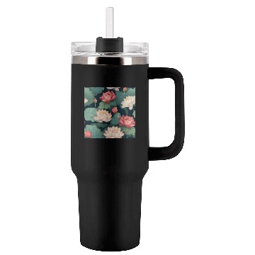 Discover Serenity Blooms: Timeless Lotus Pattern Tumblers 40 Oz With Handle