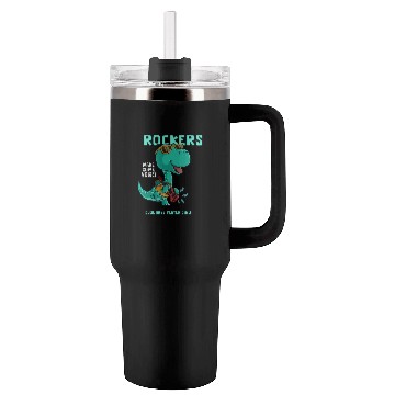 Discover ROCKERS MAKE SOME NOISE COOL BASS PLAYER DINO Tumblers 40 Oz With Handle