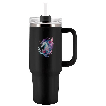 Discover Floral Enchantment: Unicorn in Water Waves Splash Tumblers 40 Oz With Handle