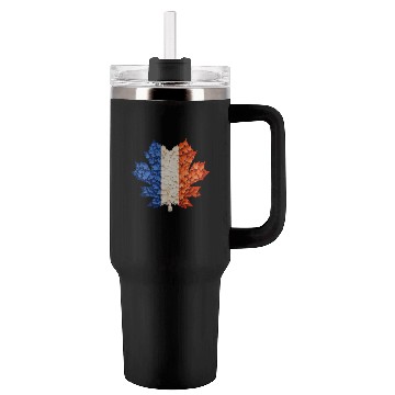 Discover French Flag in Autumn Leaves: Maple Leaf Design Tumblers 40 Oz With Handle