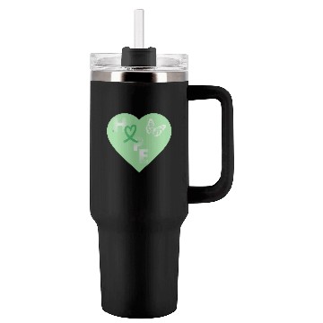 Discover Liver Cancer Hope & Butterfly Heart Green/White Tumblers 40 Oz With Handle