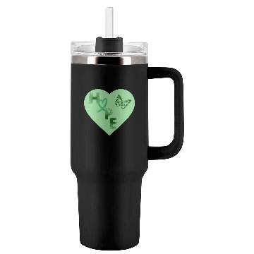 Discover Liver Cancer Hope & Butterfly Heart All Green Tumblers 40 Oz With Handle