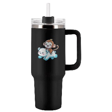 Discover Polar Bear Cute Monkey Companion Tumblers 40 Oz With Handle