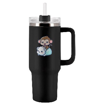 Discover Polar Bear Cute Monkey Companion Tumblers 40 Oz With Handle