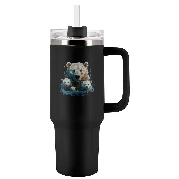 Discover A Polar Bear Family Gift Bear Mom and Cubs Tumblers 40 Oz With Handle
