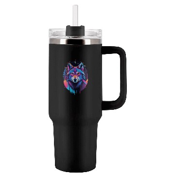 Discover Eerie Blacklight Wolf Tumblers 40 Oz With Handle - Neon Colors