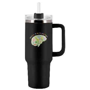 Discover Mental Health Matters Floral Mind Nature Brain Tumblers 40 Oz With Handle