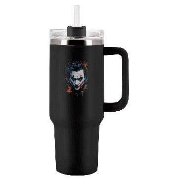 Discover Chaos in Colors: Vibrant Joker Face Tumblers 40 Oz With Handle